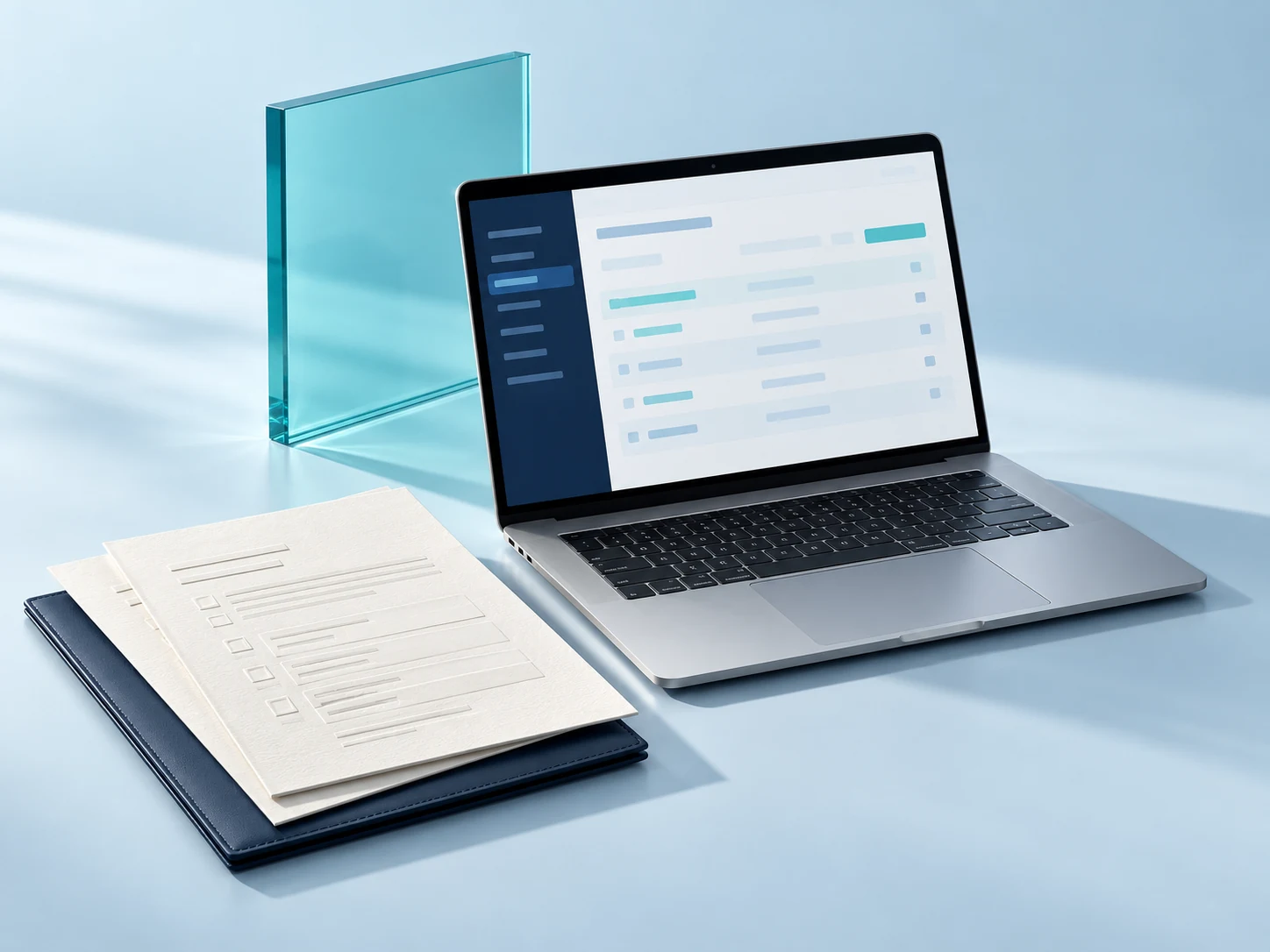 Concept illustration of insurance software with policy documents; not an actual EclipseSME screen